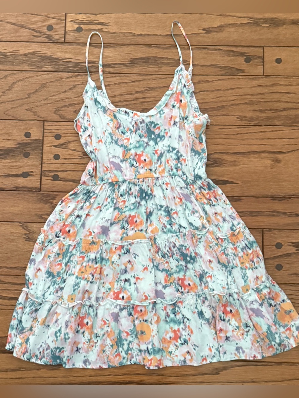 Blue B Collection Abstract Floral
Tiered Mini Sundress Adjustable Straps Size M